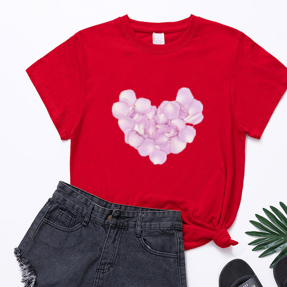 Valentine 'S Day T Shirts Couples Love Pattern Printed Women 'S T-shirt
