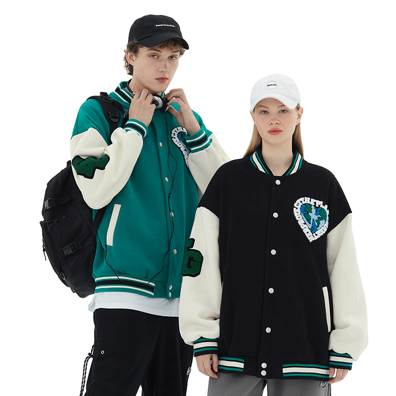 Valentine's Day Jacket Heyhenry Autumn and Winter Fleece-Lined Thickened Assorted Colors Love Letter Baseball Uniform Couple's Tops Coat for Men and Women