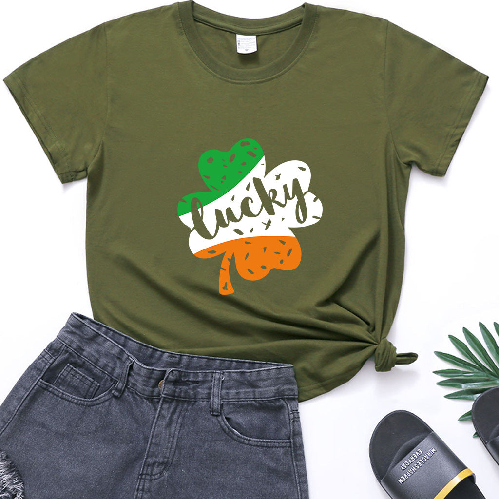 Valentine 'S Day T Shirt Large Size T-shirt Men 'S And Women 'S Short Sleeve Lucky Printed Summer