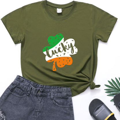 Valentine 'S Day T Shirt Large Size T-shirt Men 'S And Women 'S Short Sleeve Lucky Printed Summer