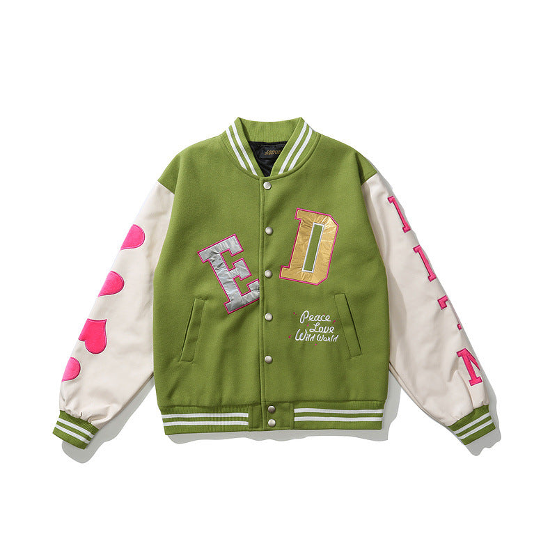 Valentine's Day Jacket Hip Hop Baseball Jacket Men's and Women's Oversize Loose Jacket Couple Style