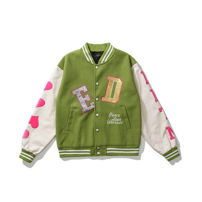 Valentine's Day Jacket Hip Hop Baseball Jacket Men's and Women's Oversize Loose Jacket Couple Style