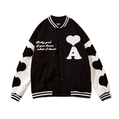 Valentine's Day Jacket Love Casual Jacket Coat Couple Wear Spring Wear Street Cute Style Baseball Uniform