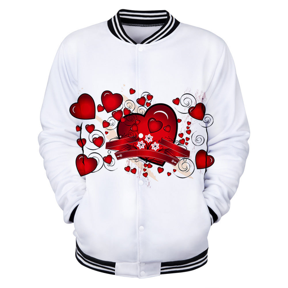 Valentine's Day Jacket Digital 3D Printed Baseball Uniform Jacket