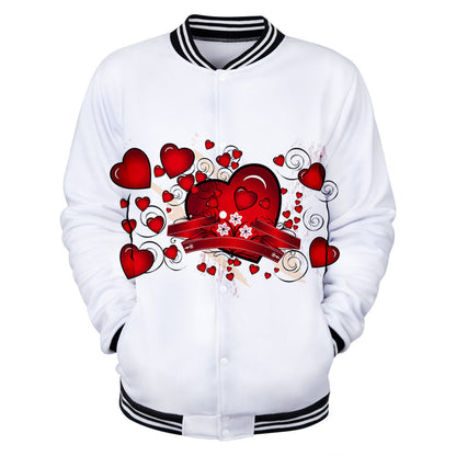 Valentine's Day Jacket Digital 3D Printed Baseball Uniform Jacket