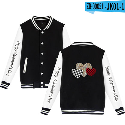 Valentine's Day Jacket Winter Thermal Fleece Sports and Leisure Baseball Uniform