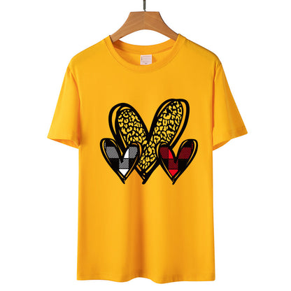 Valentine 'S Day T Shirts Couples Leopard Print Heart Printing Loose Pullover Women