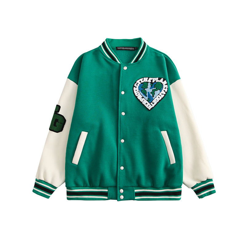 Valentine's Day Jacket Heyhenry Autumn and Winter Fleece-Lined Thickened Assorted Colors Love Letter Baseball Uniform Couple's Tops Coat for Men and Women
