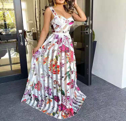 Valentine's Day Outfits Fashion Sexy Strap Slim-Fit See-through Dress