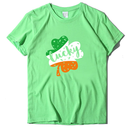 Valentine 'S Day T Shirt Large Size T-shirt Men 'S And Women 'S Short Sleeve Lucky Printed Summer