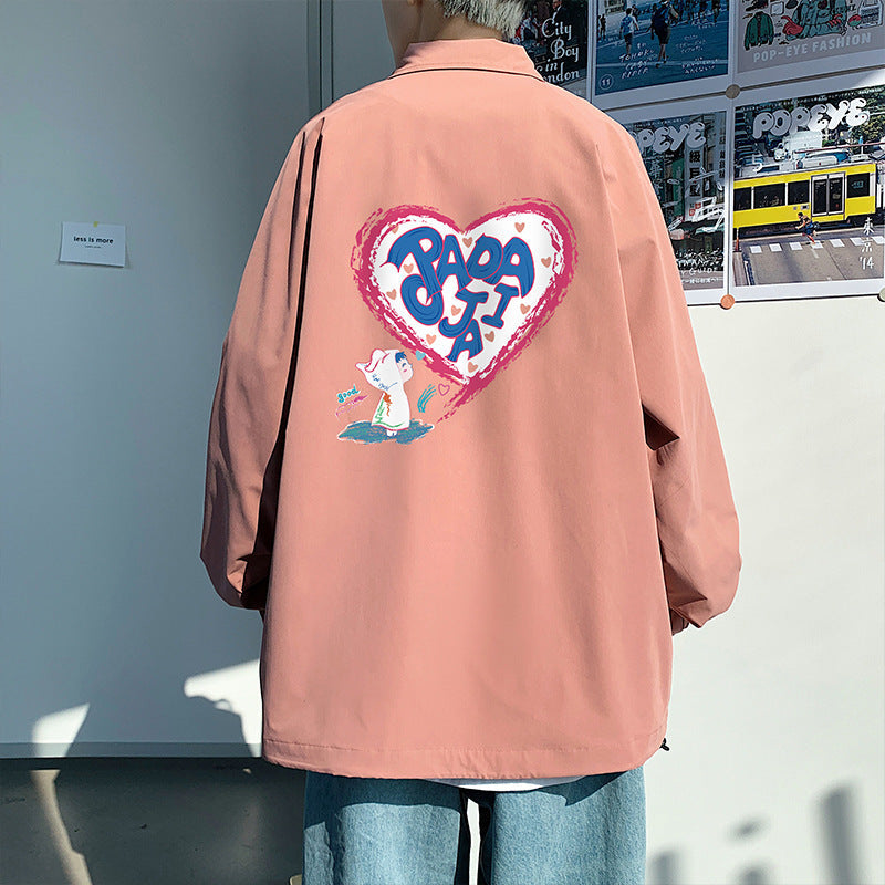 Valentine's Day Jacket Autumn Baggy Coat Printed plus Size Men's Jacket