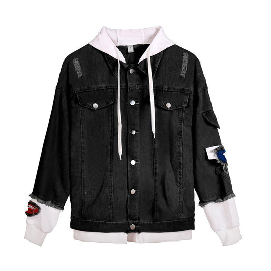 Valentine 'S Day Jacket Hooded Youth Loose Men 'S And Women 'S Denim Jacket