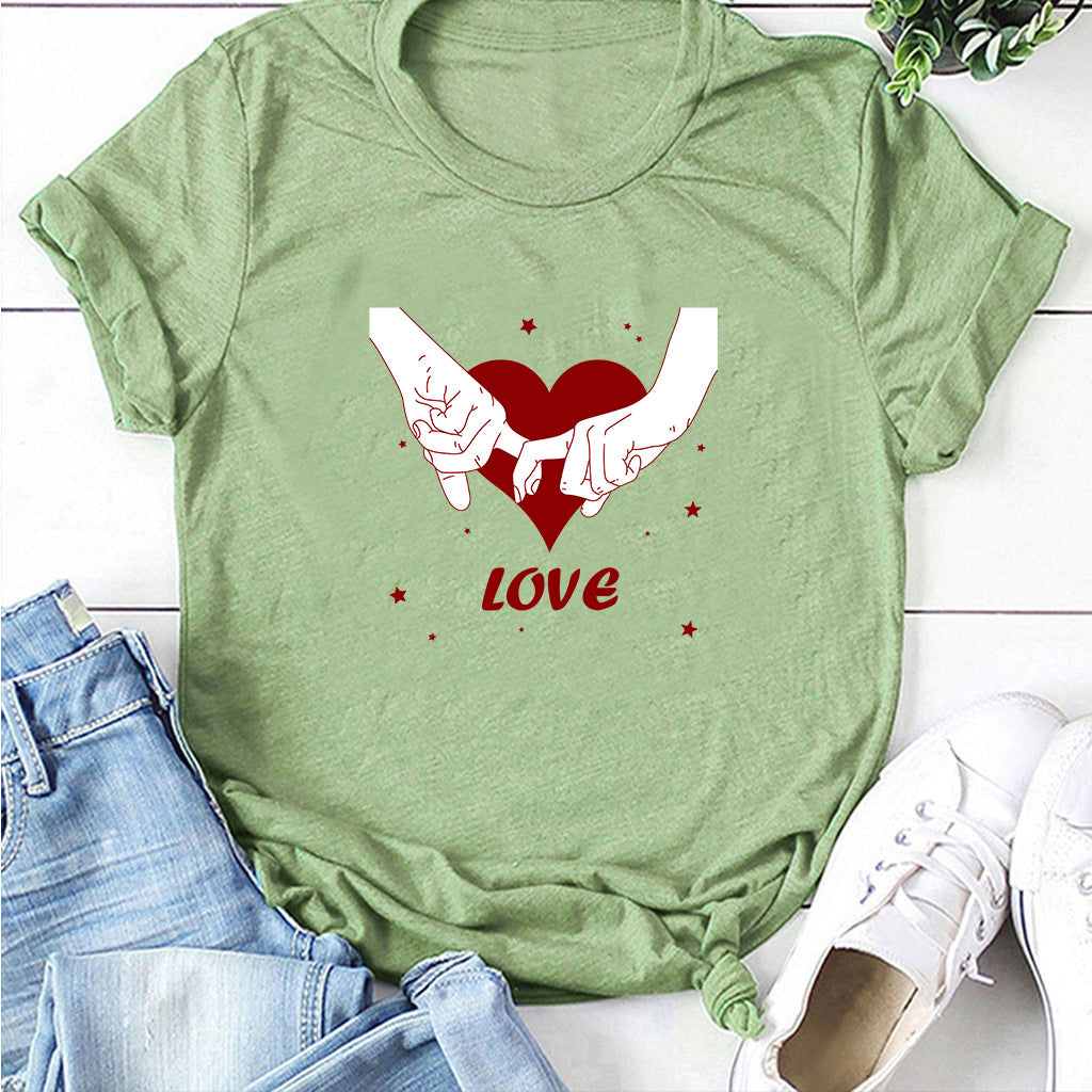 Valentine 'S Day T Shirt T-shirt Short Sleeve Love Printed Summer