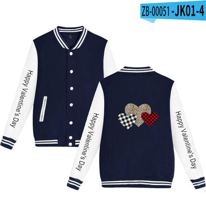Valentine's Day Jacket Winter Thermal Fleece Sports and Leisure Baseball Uniform