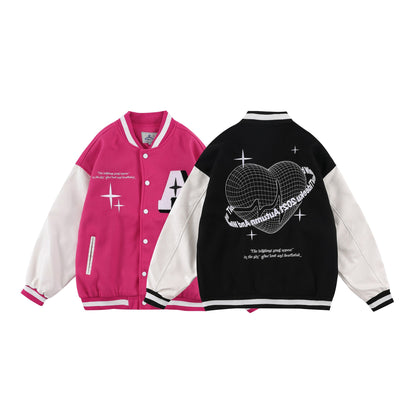 Valentine's Day Jacket Love Embroidered Baseball Uniform Coat for Men and Women