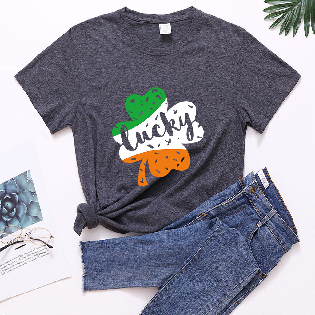 Valentine 'S Day T Shirt Large Size T-shirt Men 'S And Women 'S Short Sleeve Lucky Printed Summer