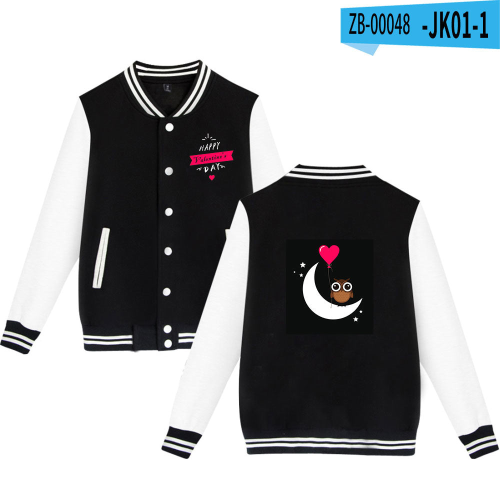 Valentine's Day Jacket Winter Thermal Fleece Sports and Leisure Baseball Uniform