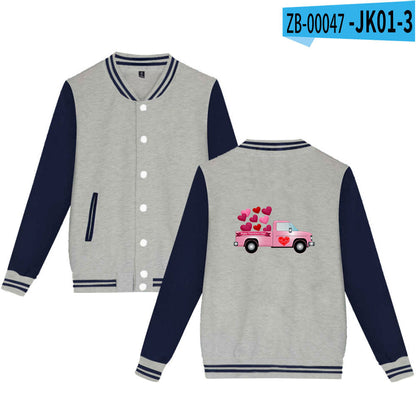 Valentine's Day Jacket Winter Thermal Fleece Sports and Leisure Baseball Uniform