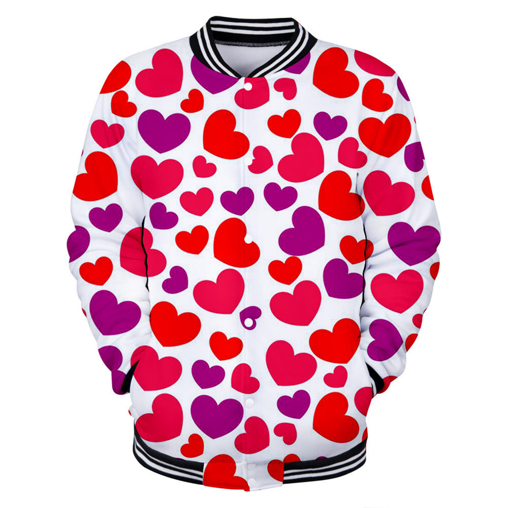 Valentine's Day Jacket Digital 3D Printed Baseball Uniform Jacket