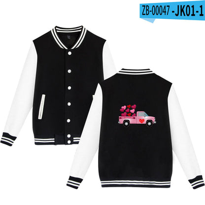 Valentine's Day Jacket Winter Thermal Fleece Sports and Leisure Baseball Uniform