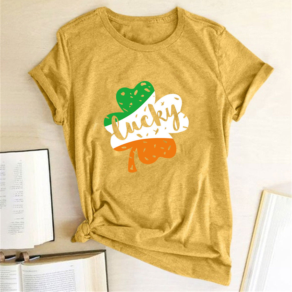 Valentine 'S Day T Shirt Large Size T-shirt Men 'S And Women 'S Short Sleeve Lucky Printed Summer