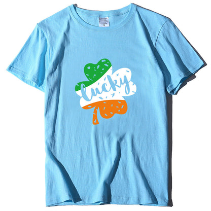 Valentine 'S Day T Shirt Large Size T-shirt Men 'S And Women 'S Short Sleeve Lucky Printed Summer