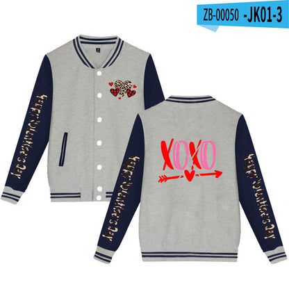 Valentine's Day Jacket Winter Thermal Fleece Sports and Leisure Baseball Uniform