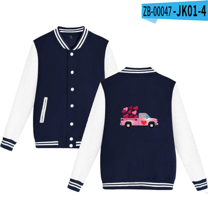 Valentine's Day Jacket Winter Thermal Fleece Sports and Leisure Baseball Uniform