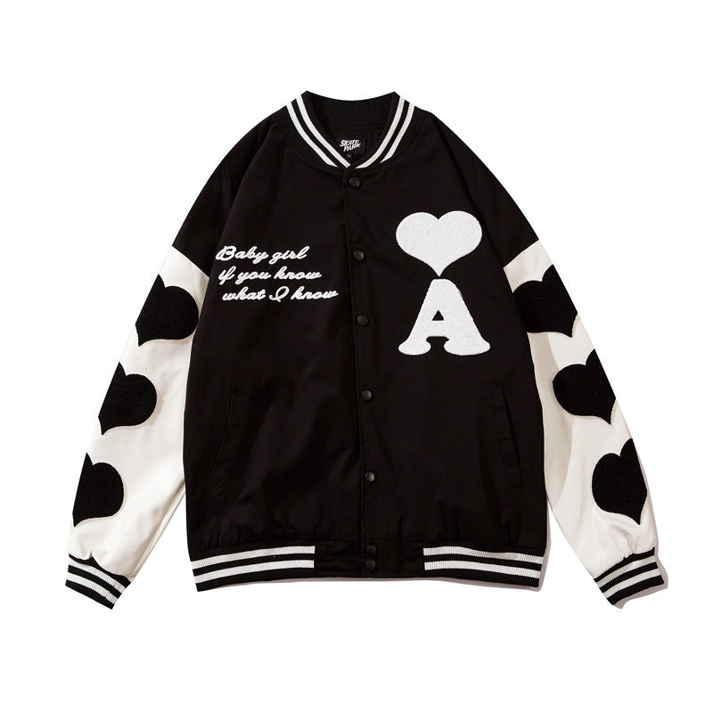 Valentine's Day Jacket Love Casual Jacket Coat Couple Wear Spring Wear Street Cute Style Baseball Uniform