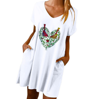 Valentine's Day Dress Loose V-neck Dress for Women
