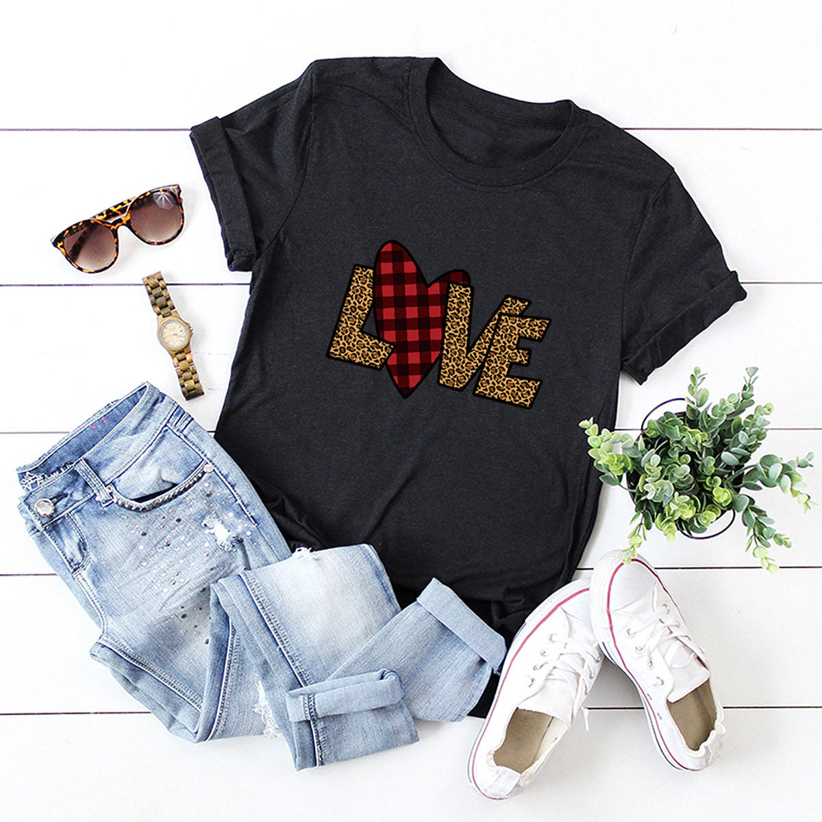 Valentine 'S Day T Shirts Couples Top Short Sleeve T-shirt For Women