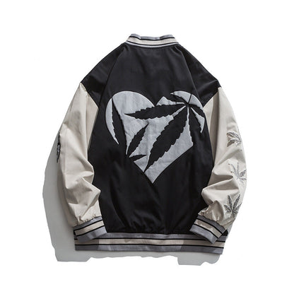 Valentine's Day Jacket Love Puff Print Baseball Jacket