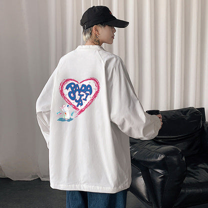 Valentine's Day Jacket Autumn Baggy Coat Printed plus Size Men's Jacket
