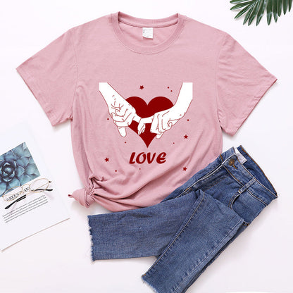 Valentine 'S Day T Shirt T-shirt Short Sleeve Love Printed Summer