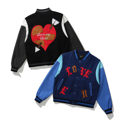Valentine's Day Jacket Hip Hop Baseball Jacket Men's and Women's Oversize Loose Jacket Couple Style