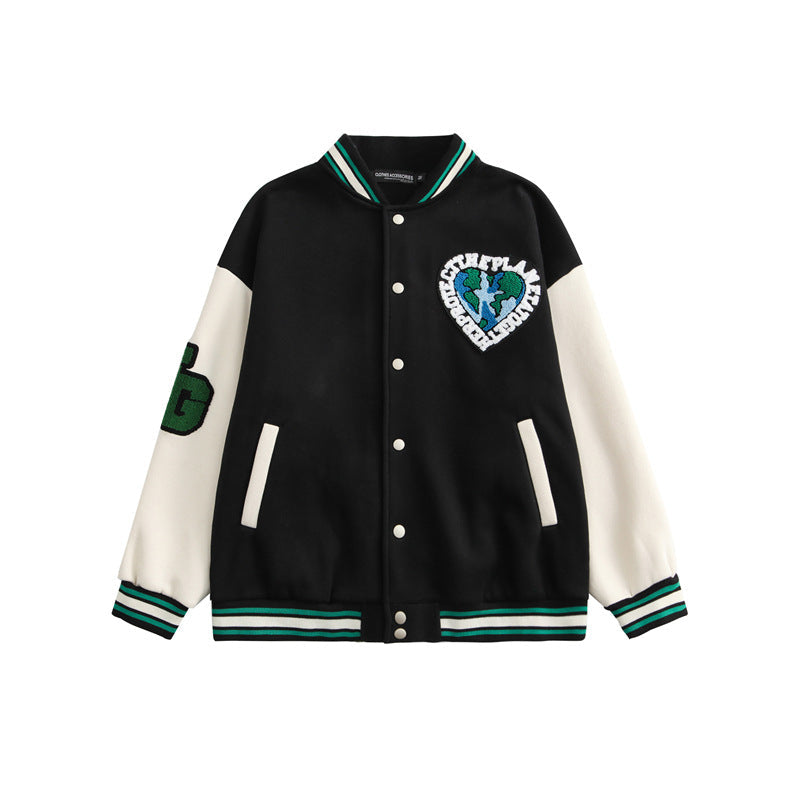 Valentine's Day Jacket Heyhenry Autumn and Winter Fleece-Lined Thickened Assorted Colors Love Letter Baseball Uniform Couple's Tops Coat for Men and Women