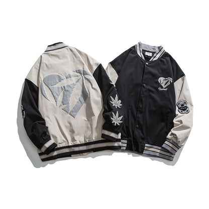 Valentine's Day Jacket Love Puff Print Baseball Jacket