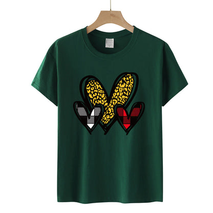 Valentine 'S Day T Shirts Couples Leopard Print Heart Printing Loose Pullover Women