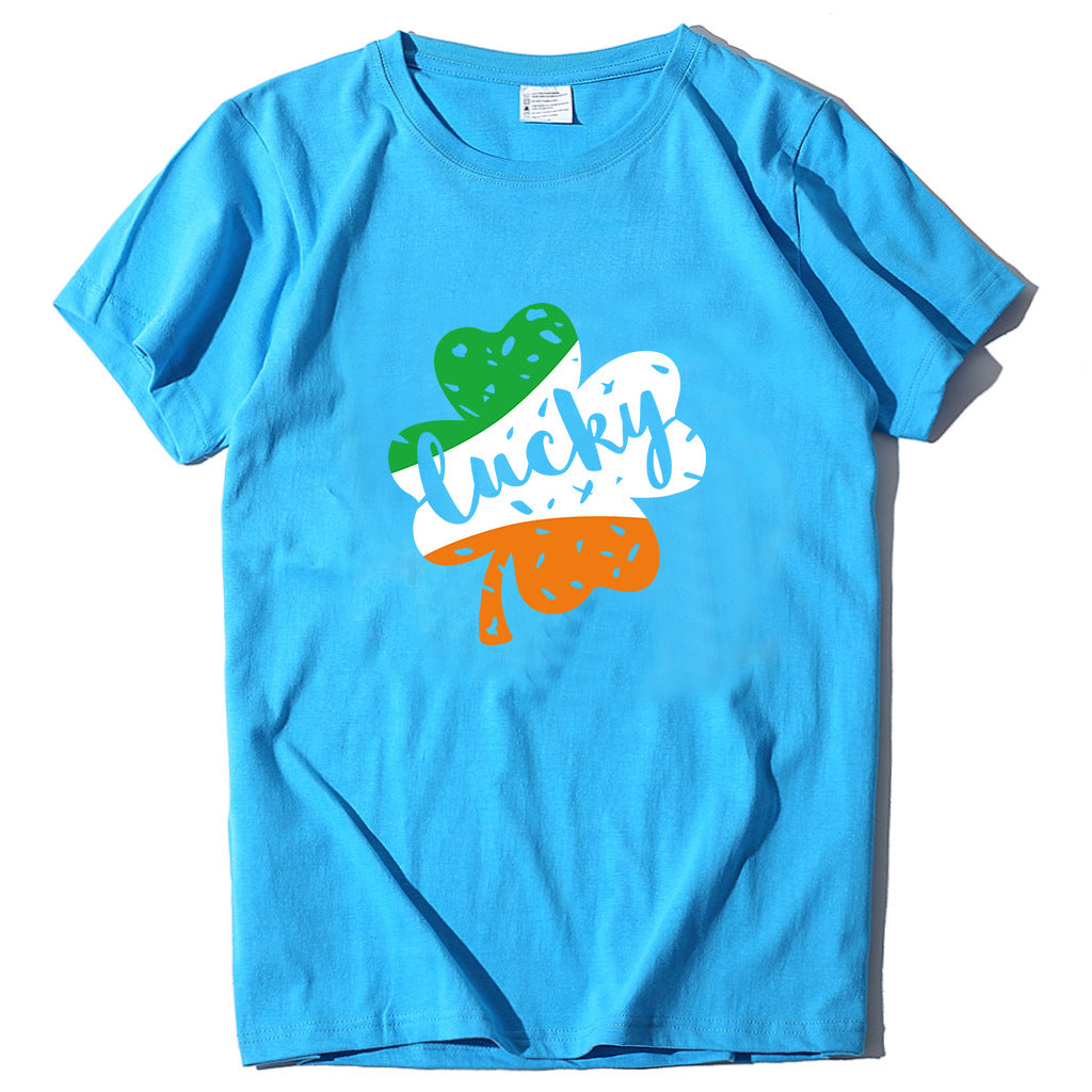 Valentine 'S Day T Shirt Large Size T-shirt Men 'S And Women 'S Short Sleeve Lucky Printed Summer