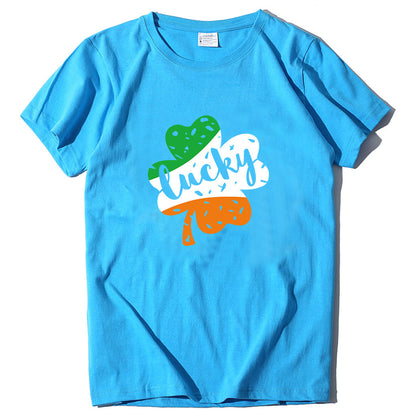 Valentine 'S Day T Shirt Large Size T-shirt Men 'S And Women 'S Short Sleeve Lucky Printed Summer