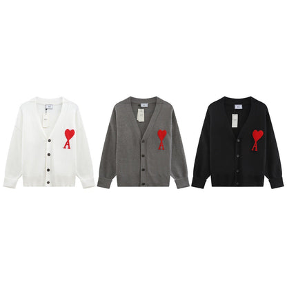Valentine's Day Jacket Ami Cardigan Sweater Jacquard Love a Men's and Women's Couple Coat