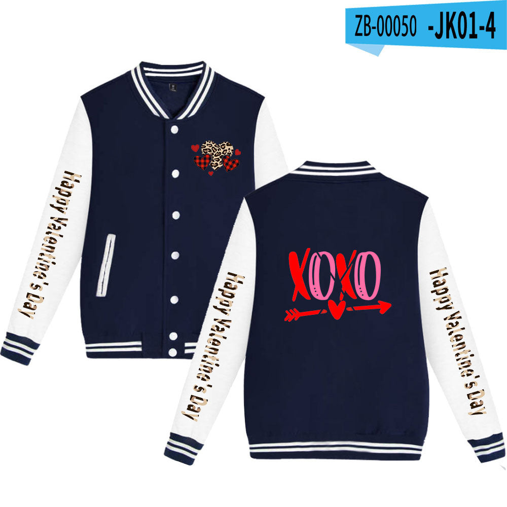Valentine's Day Jacket Winter Thermal Fleece Sports and Leisure Baseball Uniform