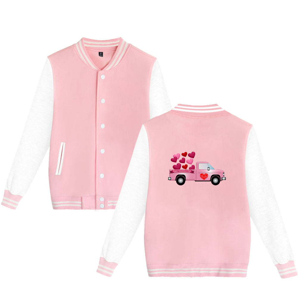 Valentine's Day Jacket Winter Thermal Fleece Sports and Leisure Baseball Uniform