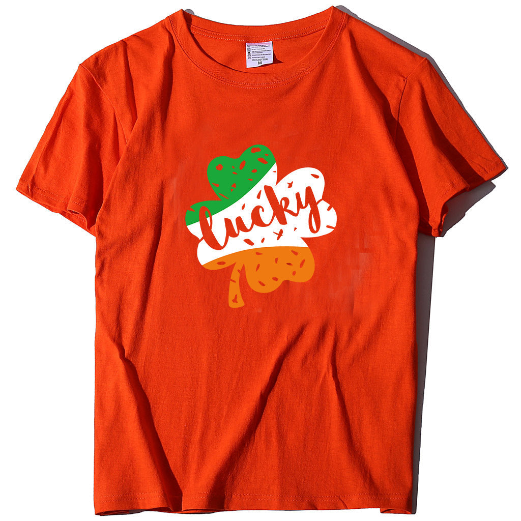 Valentine 'S Day T Shirt Large Size T-shirt Men 'S And Women 'S Short Sleeve Lucky Printed Summer