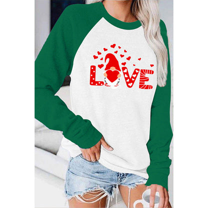 Valentine 'S Day T Shirts Couples Summer Women 'S Round Neck Long Sleeve T-shirt Women 'S Printed Top