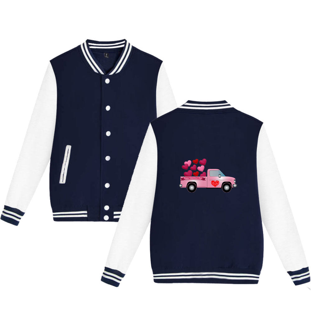 Valentine's Day Jacket Winter Thermal Fleece Sports and Leisure Baseball Uniform