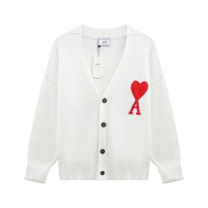 Valentine's Day Jacket Ami Cardigan Sweater Jacquard Love a Men's and Women's Couple Coat