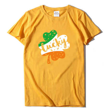 Valentine 'S Day T Shirt Large Size T-shirt Men 'S And Women 'S Short Sleeve Lucky Printed Summer