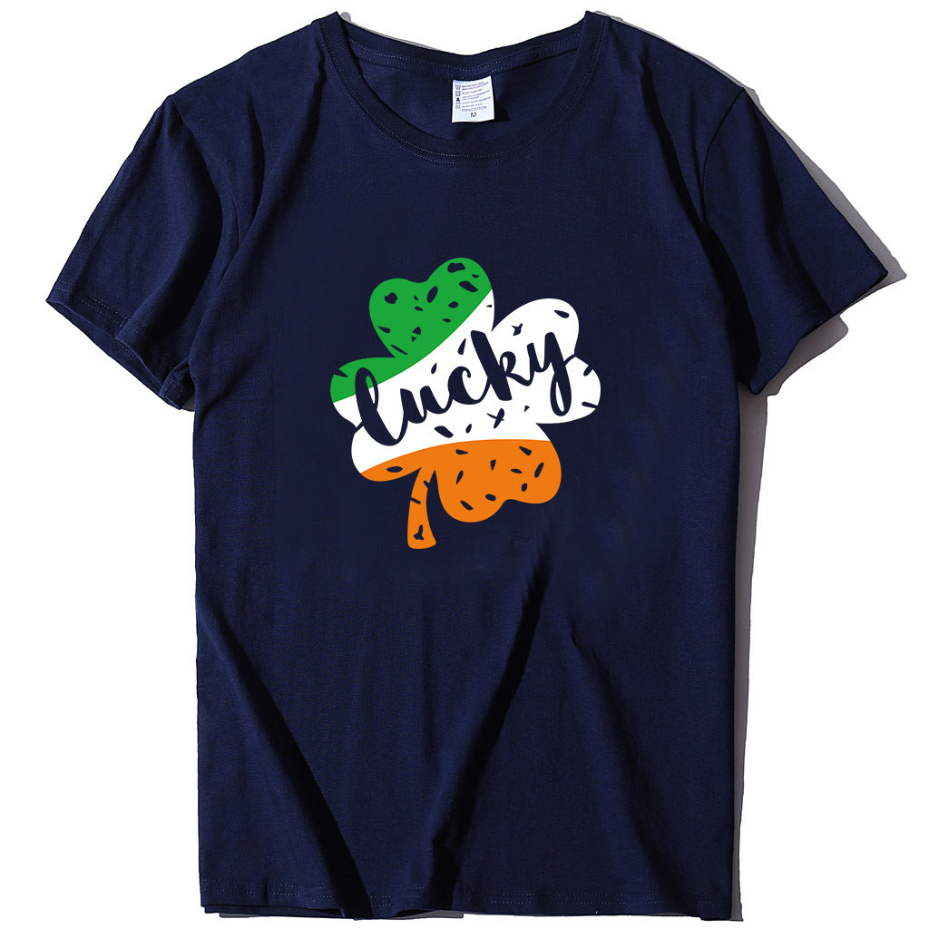 Valentine 'S Day T Shirt Large Size T-shirt Men 'S And Women 'S Short Sleeve Lucky Printed Summer