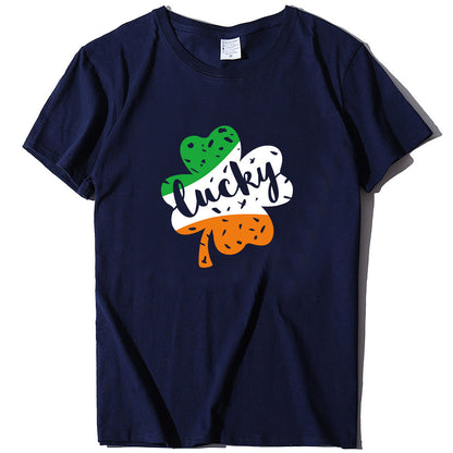 Valentine 'S Day T Shirt Large Size T-shirt Men 'S And Women 'S Short Sleeve Lucky Printed Summer